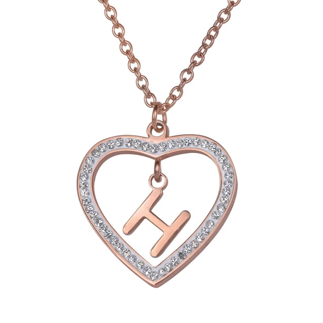 Collar de Mujer Corazón con Inciales LuckyLy, Modelo Adina rosa UNITALLA