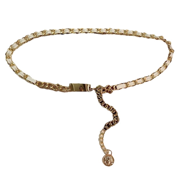 Cinturones de cadena Cinturón de cuero para mujer Cinturón de cadena de metal para vestido de niña