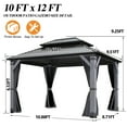 thumbnail image 3 of Howsvn 10 x 12 ft. Patio Cedar Wood Gazebo, Outdoor Double Roof Hardtop Wooden Gazebos with Curtains and Netting for Backyard, Deck, 3 of 11