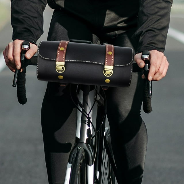 Bolsa de horquilla de motocicleta retro, bolsa de rollo de motocicleta con cierre de hebilla de correa duradera Negro Cola Caso de la horquilla de la motocicleta