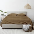 thumbnail image 4 of MyGiza Sheets 4 Piece Full Sheet Sets 400 TC 100% Giza Egyptian Cotton Taupe Striped Sheet Set Fits upto 18 Inches Deep, 4 of 7