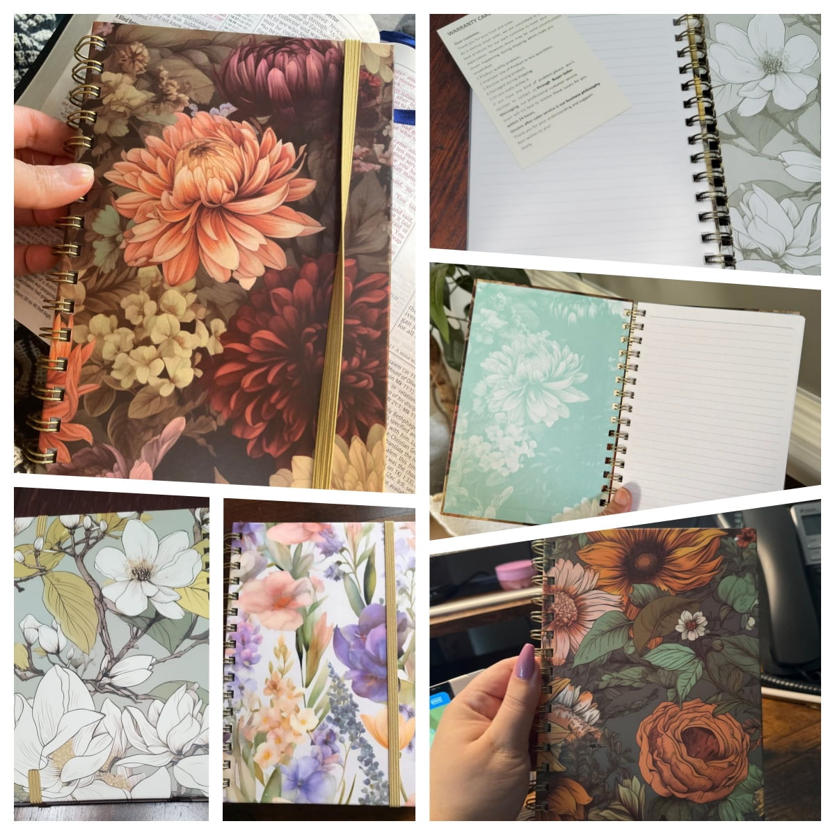 OMEYA Spiral Notebook 4 Pack, Lined Journal A5 Size, Hard Cover Spiral Notebook, Journals for Writing With 2 Pockets, College Ruled Notebook, Spiral Journals for Women
