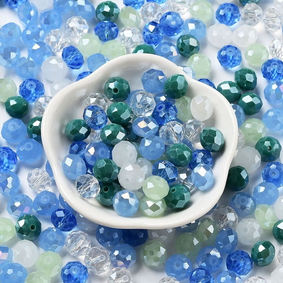 Glass Beads Faceted Rondelle Light Blue 10x8mm Hole: 1mm