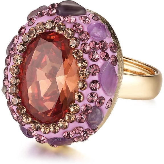 Crystal Ring for Women Retro Antique Rhinestone Ring Cubic Zirconia Gold Plated Turkish Ring Jewelry Gift