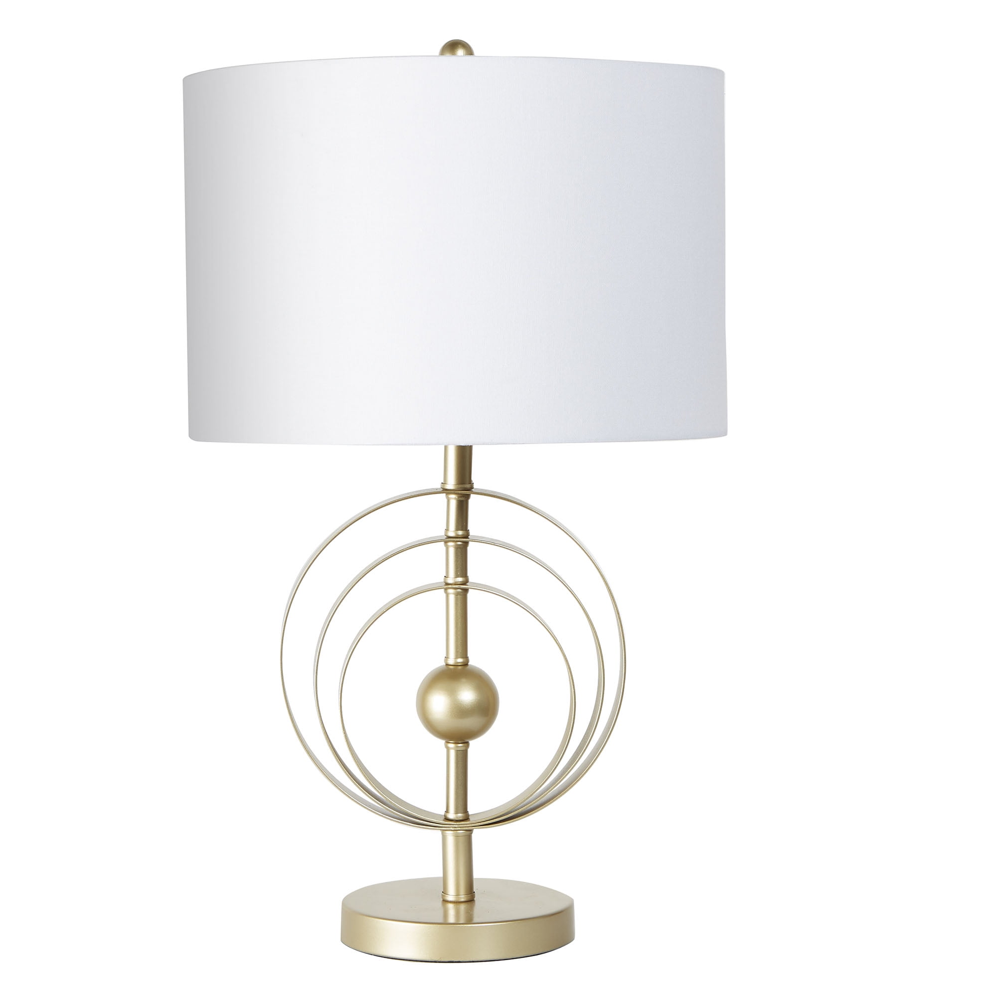 Golden Metal Stick Lamp with Circle Feature