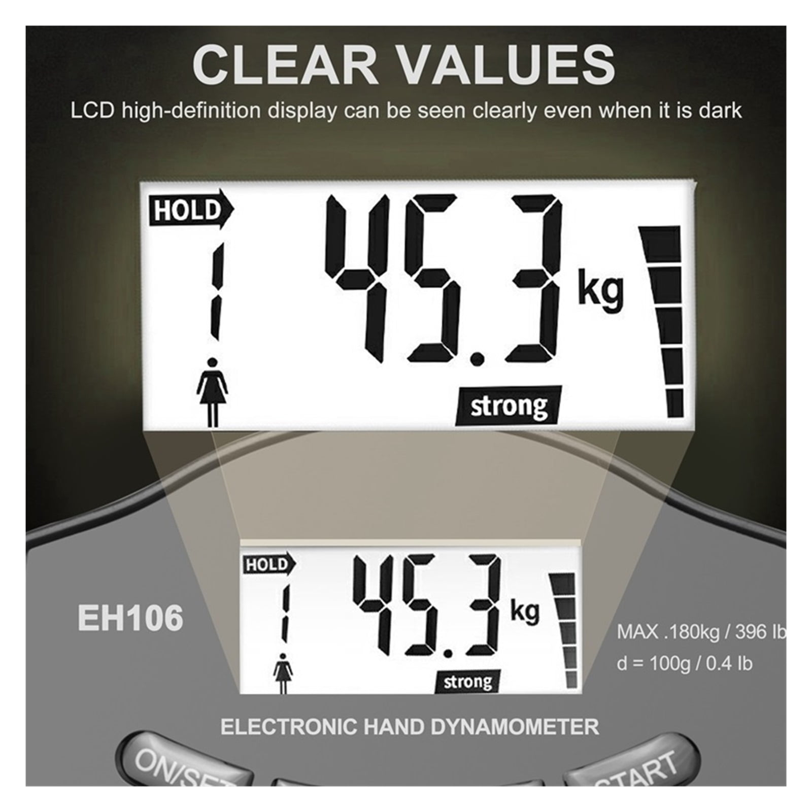 Digital Hand Dynamometer Grip Strength Trainer 396Lbs/180 Kgs Grip Strength Rehabilitation Training Tester For Men And Women ,Ergonomic Design