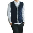 thumbnail image 4 of Toptie Men's Sweater Cardigan Vest Slim Fit Stylish Button Down Knitted-Navy-L, 4 of 8