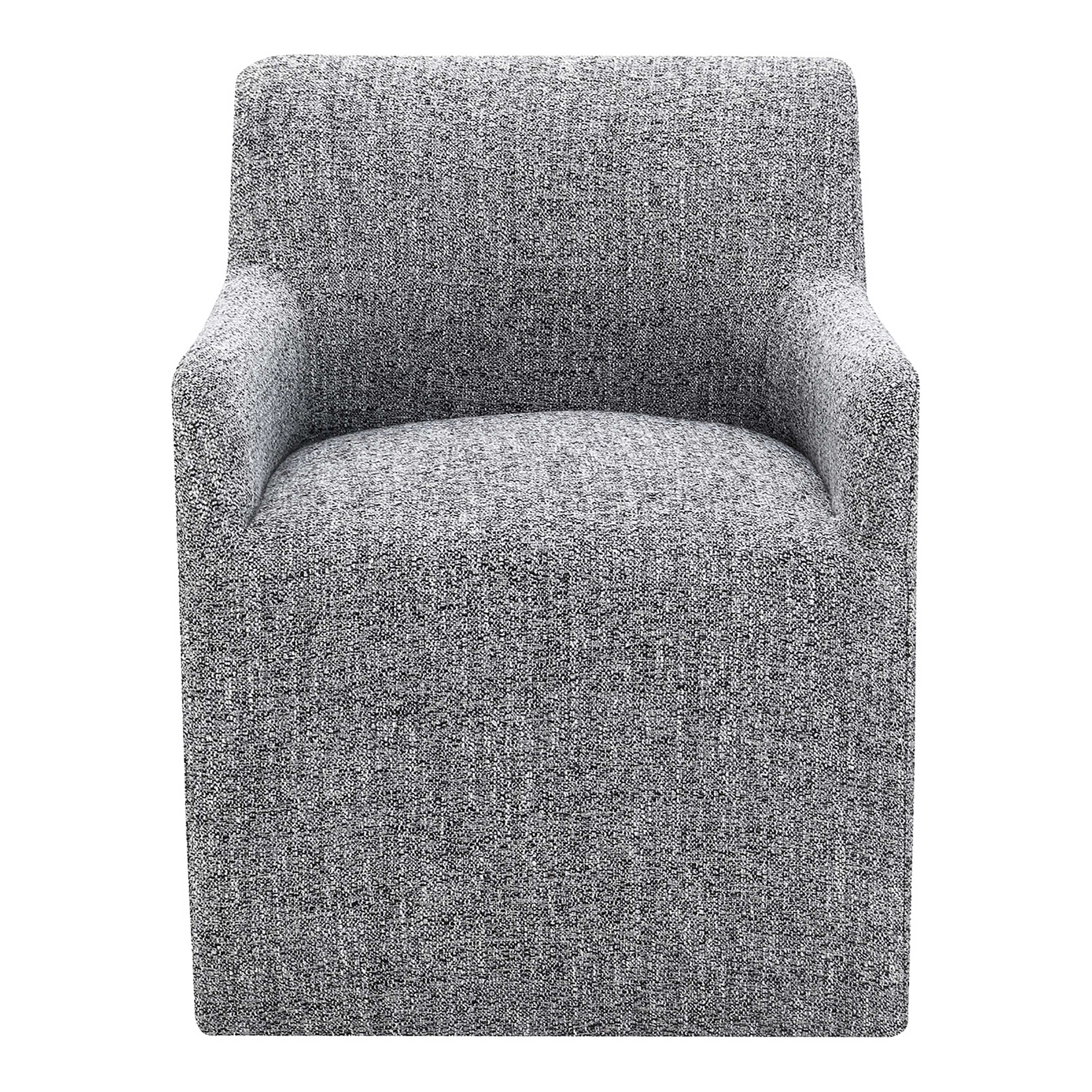 Furniture of America Jaine Modern Fabric Barrel Back Dining Arm Chair with Casters, Pewter Gray