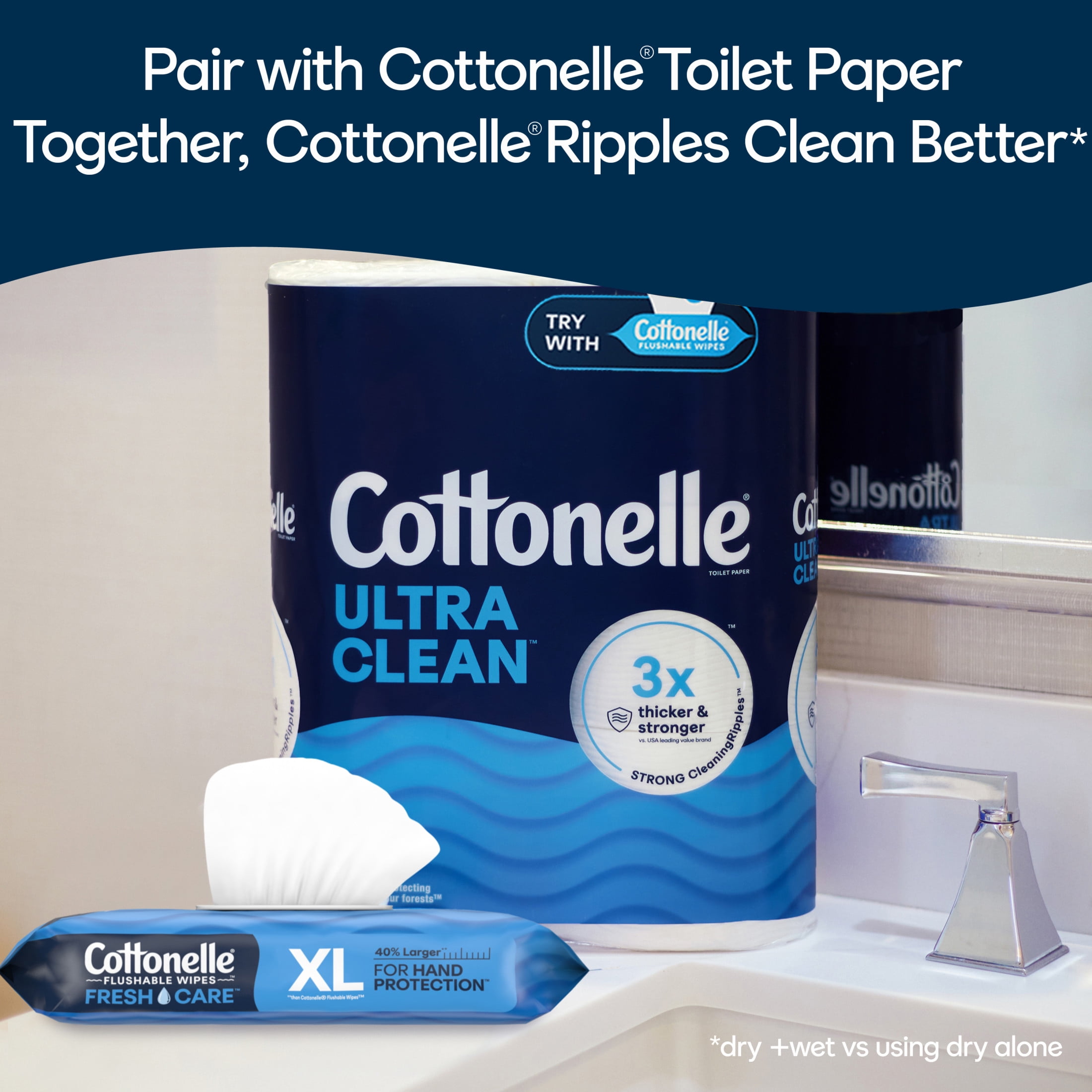 (2 pack) Cottonelle Ultra Fresh XL Flushable Wet Wipes, 1 Flip-Top Pack