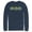 Navy Blue, variant on Men's Batman Logo Retro Wing  Long Sleeve Shirt Navy Blue Small