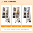 thumbnail image 4 of Full Length Mirror Jewelry Organizer, 66 in Lockable Jewelry Armoire with Led Light, Standing Jewelry Storage Cabinet with Back Shelf and Drawer, 4 of 7