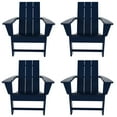 WestinTrends Set of 4 Navy Blue Adirondack Chairs, AllWeather Poly Lumber, Foldable Patio