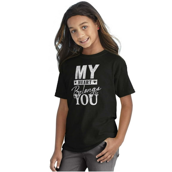 My Heart Belongs You Romantic Love Girls Kids T Shirt Tees Teen Brisco Brands L