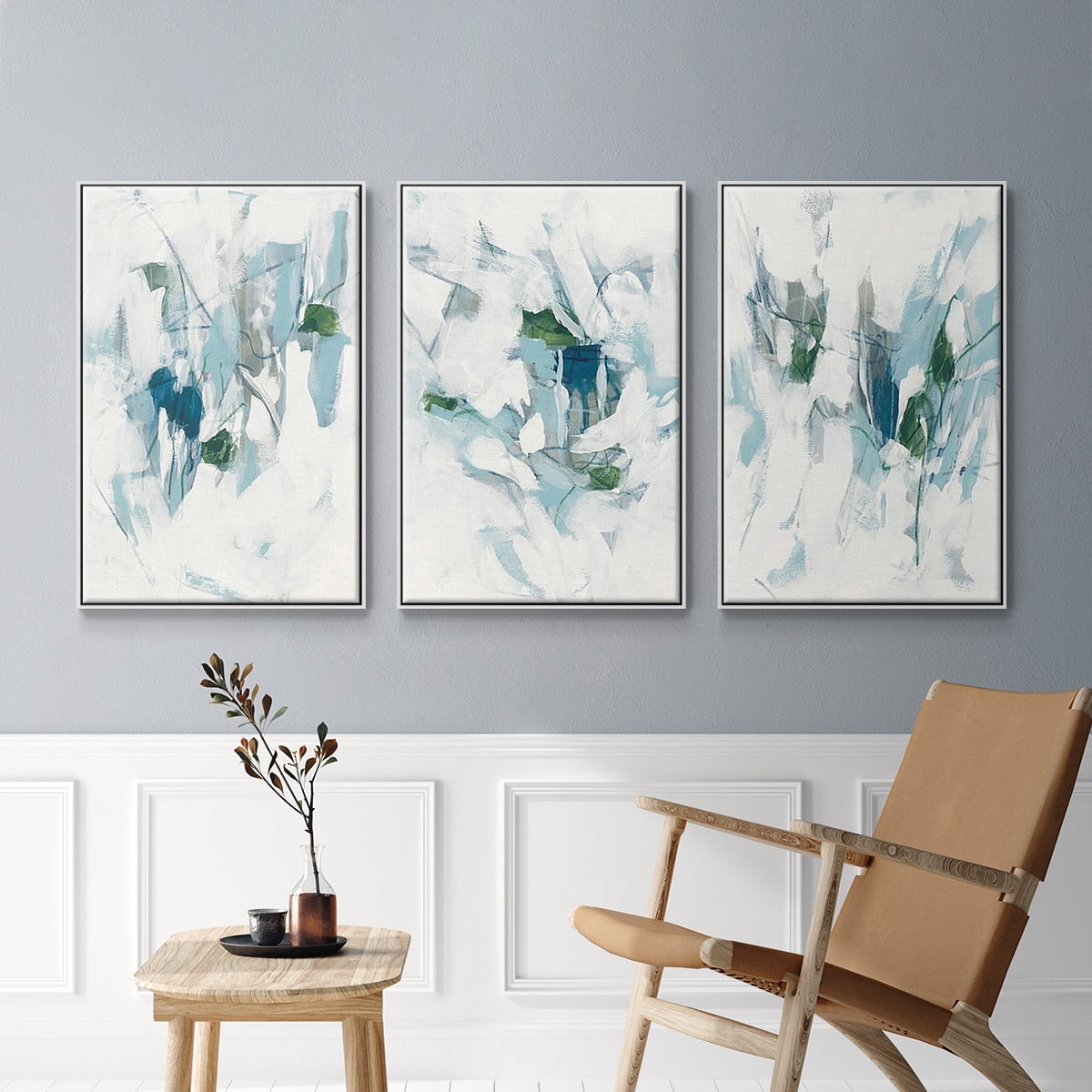 Ice Cavern I - Framed Premium Gallery Wrapped Canvas L Frame 3 Piece Set - Ready to Hang