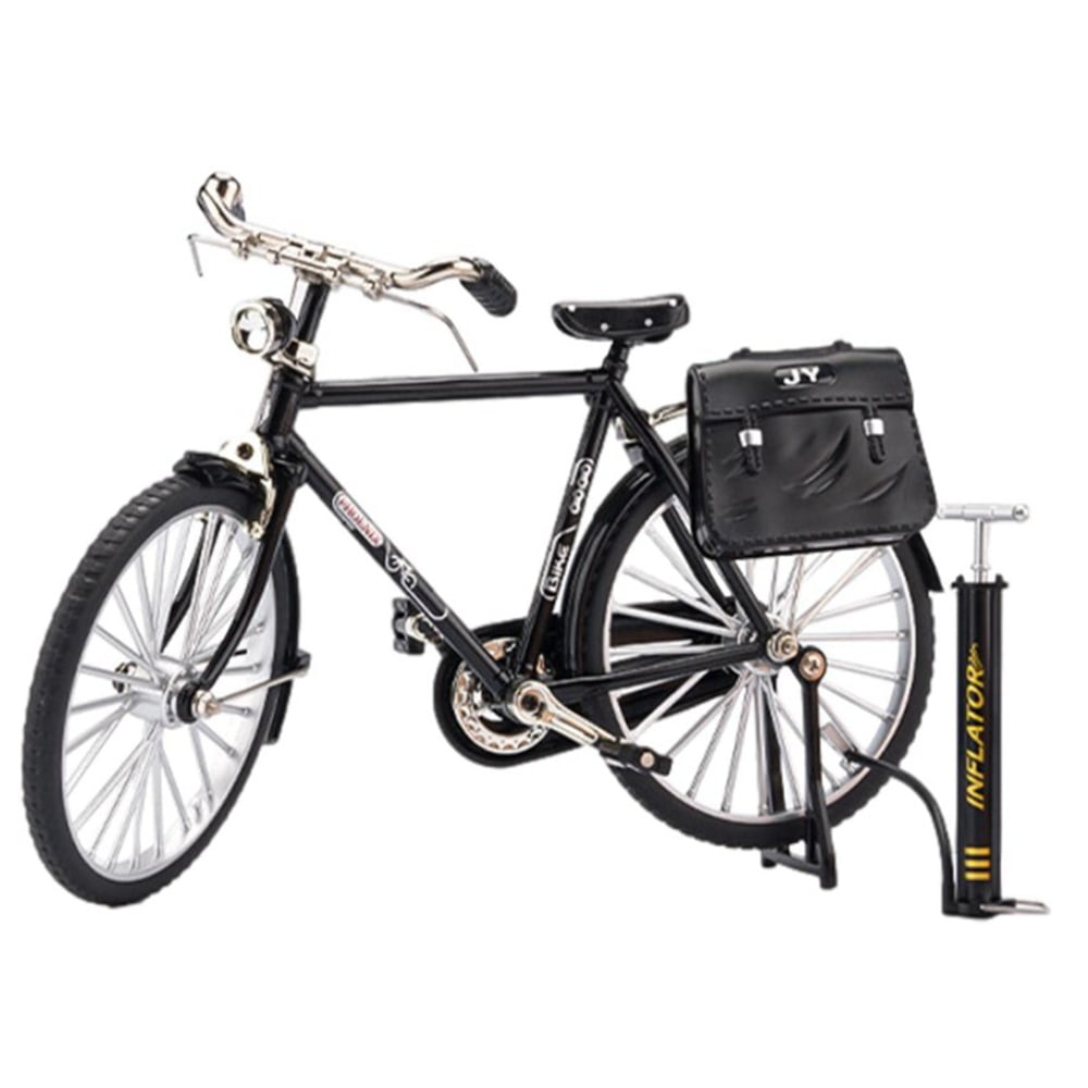 Retro Bicycle Model Ornament, Alloy Mini Bicycle with Inflator