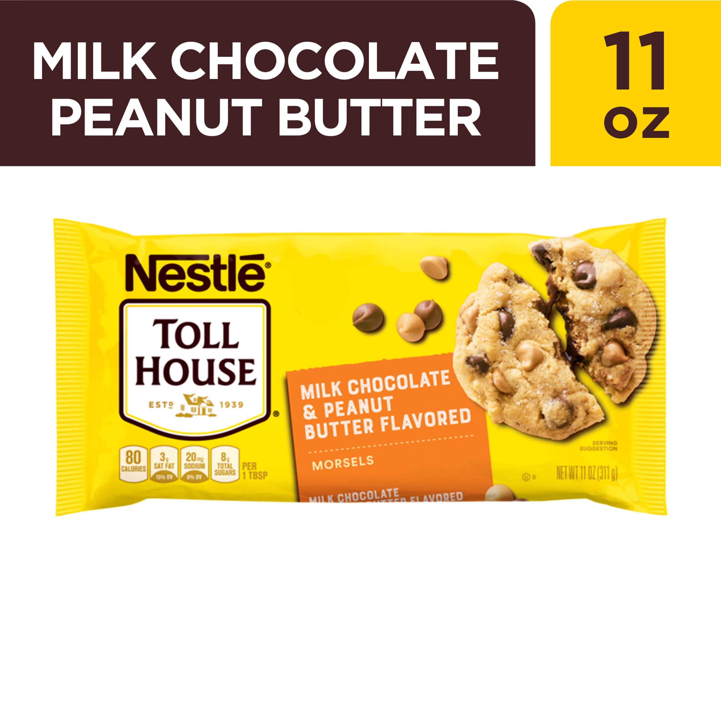 Nestle Toll House Milk Chocolate and Peanut Butter Baking Chips, 11 oz Bag