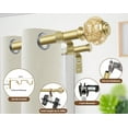 thumbnail image 4 of 1 Inch Gold Double Curtain Rods 72 to 144 Inches (6 to 12 ft) |     Drapery Rods for Windows,  Telescoping Dual Curtain Rod featuring Luxury Translucent Finials, 4 of 8