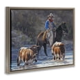 thumbnail image 3 of Stupell Industries Southwestern Cowboy Crossing River Brown Floating Frame Canvas Art, 21 x 17, by David Graham, 3 of 8