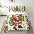 thumbnail image 2 of Manfei Cartoon Santa Claus Bedding Comforter Set 7 Pieces, Christmas Poinsettia Flower Full Bedding Set, Vintage Festival Reversible Fitted Sheet Flat Sheet, Breathable Home Decor, 2 of 7