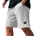 thumbnail image 2 of longantii Mens Waffle Corduroy Shorts Elastic Waist Drawstring Casual Texture Lightweight Short Summer Beach Pants with Pockets White XXXL, 2 of 5