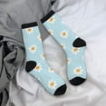thumbnail image 5 of Gukieu Daisies Flowers Print Contrast Color Mid-calf Socks, Sweat-wicking Athletic Socks, Unisex Clothing Accessories, 5 of 6