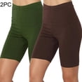 thumbnail image 2 of 2 Pack High Waist Yoga Shorts for Women, Solid Tummy Control Stretch Summer Running Home Workout Short Leggings, 2 of 9
