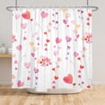thumbnail image 3 of SUNOLIFE Happy Valentine's Day Shower Curtain Pink Valentines Heart Bathroom Curtain with Hooks,47x64 in, 3 of 4