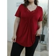 thumbnail image 4 of Othyroce Women's Plus Size Tops Short Sleeve Shirts Lace Crochet Tunic Tops Blouses, 4 of 4