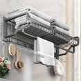 thumbnail image 5 of 1pc Space Aluminum Bathroom Towel Rack, No Drilling Toilet Bathroom Storage Rack, Wall-mounted Bathroom Clothes Storage Rack, Bathroom Accessories, 5 of 5