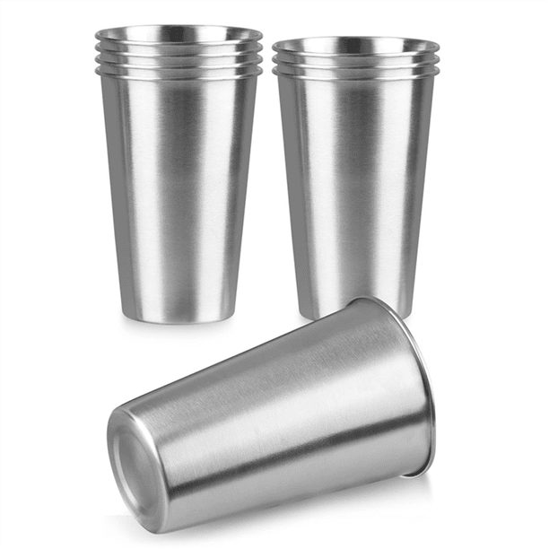 Paquete de 8 Vasos de Pinta de Acero Inoxidable de 16 Oz, Vaso de Acero Inoxidable, Vaso de Pinta, Vaso de Agua, Apilable, Reutilizable, Sin