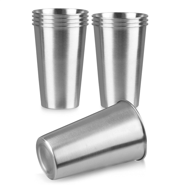 Paquete de 8 Vasos de Pinta de Acero Inoxidable de 16 Oz, Vaso de Acero Inoxidable, Vaso de Pinta, Vaso de Agua, Apilable, Reutilizable, Sin