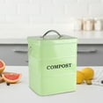 thumbnail image 5 of Pethiy 1 Gallon Compost Bucket for Kitchen, Countertop Indoor Compost Pail with Charcoal Filter for Odor-Free Food Scraps, Carbon Steel with Handles, Green, 5 of 7