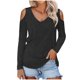 thumbnail image 1 of Camiseta suelta con cuello en V y manga larga con hombros descubiertos para mujer Fridja bvmnju4700, 1 of 8