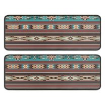 Kitchen Rugs Sets Of 2,Brown Geometric Triangle Diamond Pattern Anti Fatigue Kitchen Mat Rugs Non Slip Washable,Decorative Kitchen Floor Mats for Kitchen,Sink,Laundry,17"x47" 17"x47"