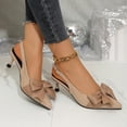 thumbnail image 6 of WAVSUF Womens Slingback Kitten Heel Pumps, Cute Bow Soft Sole Pointed Toe Casual Summer Working Shoes Beige 8.5, 6 of 9