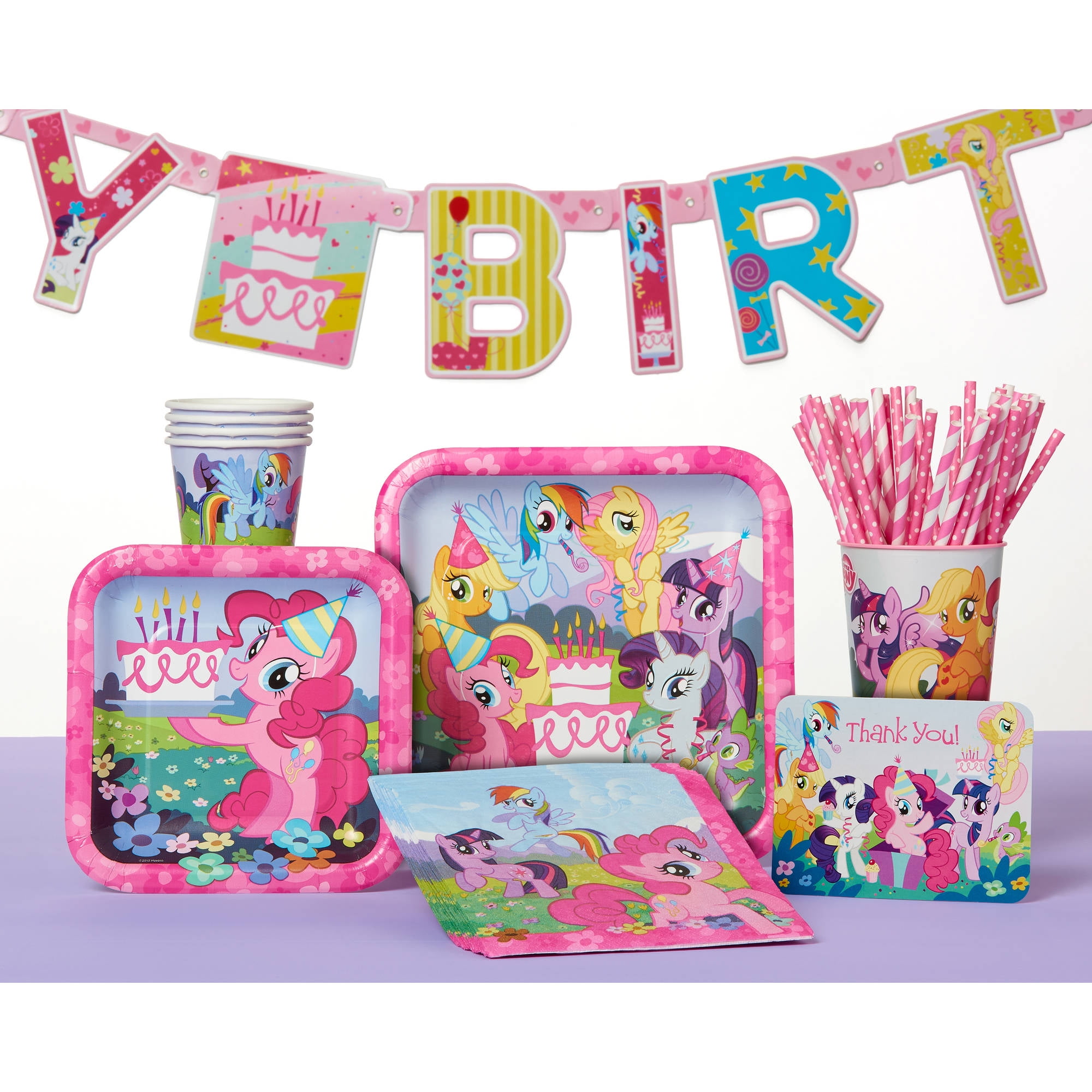 Plates Napkins Banner Decoration and Sticker Cups My Little Pony Birthday Party Supplies Set Tablecloth 