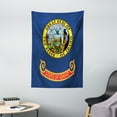 thumbnail image 1 of Idaho Tapestry, Gem State Flag Design Nostalgic Logo in Vibrant Colors Illustration, Wall Hanging for Bedroom Living Room Dorm Decor, 40W X 60L Inches, Night Blue and Multicolor, by Ambesonne, 1 of 2