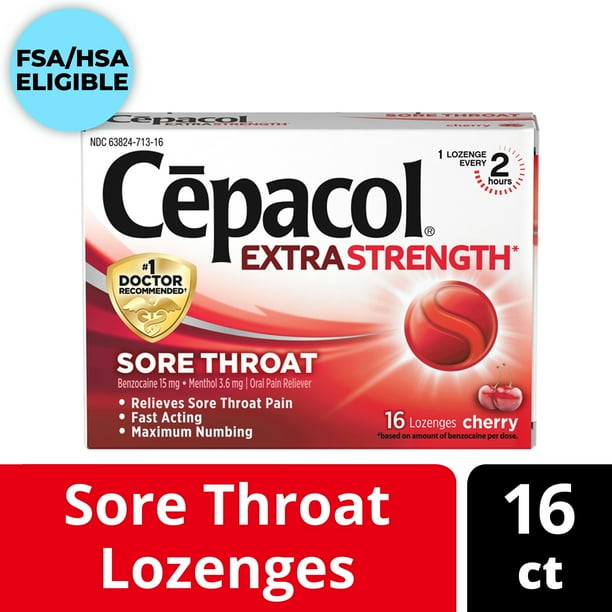 Cepacol Maximum Strength Throat Drop Lozenges, Cherry, 16 Count