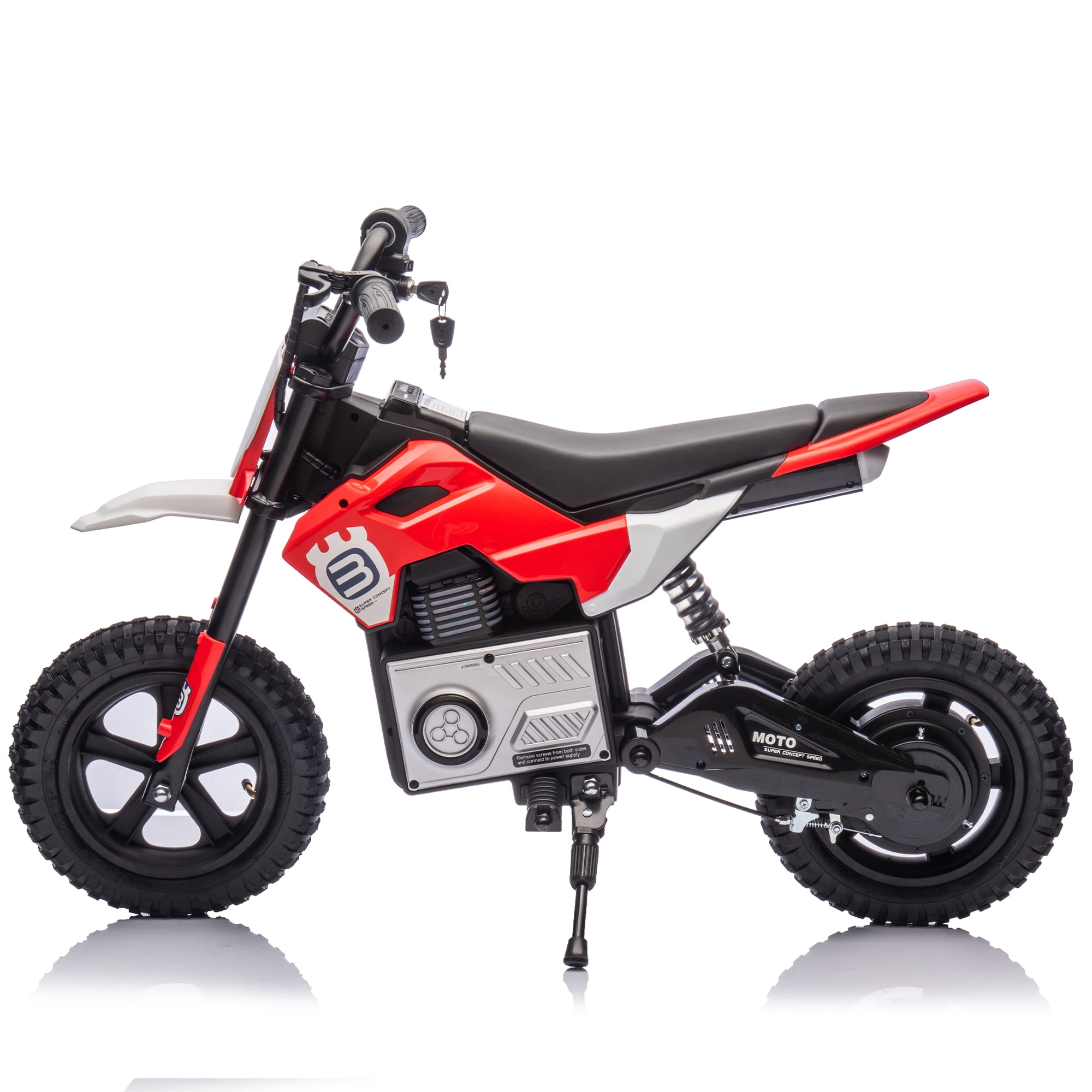 ThunderBolt 24V Electric Dirt Bike Ride-On Motorcycle for Kids 5-15, 200W Motor, 3-9MPH Adjustable Speed, LED Lights, Shock Absorber,