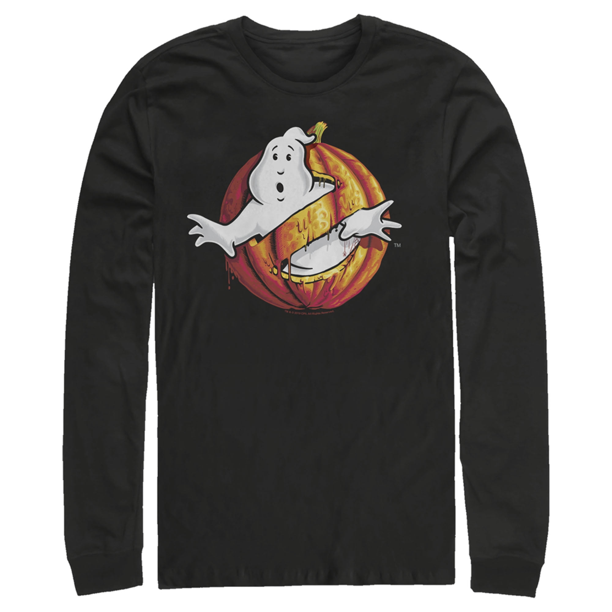 Men's Ghostbusters Halloween Pumpkin Logo  Long Sleeve Shirt Black Medium