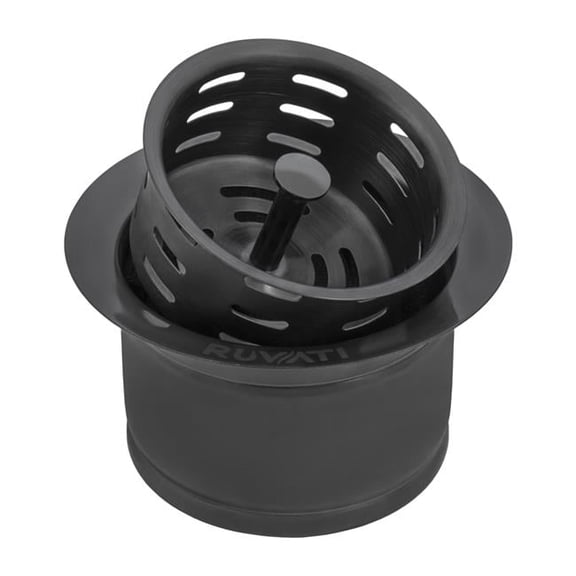 Ruvati USA RVA1049BL Extended Garbage Stainless Steel Disposal Flange with Deep Basket Strainer - Gunmetal Black