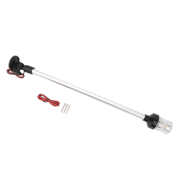 24in LED Stern Pole Light For Yachts Marine - Aluminum Alloy Base, 360 All Round Rotating Boat Anchor Light