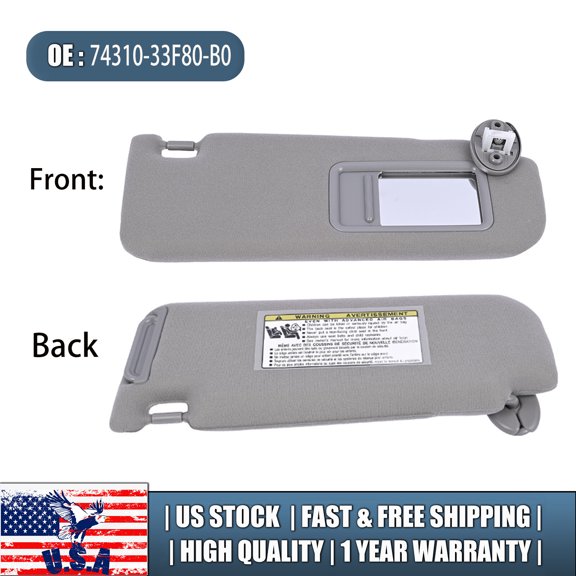 Gray Sun Visor Right Side for Toyota Camry 2012-2017 Visor 74310-33F80-B0