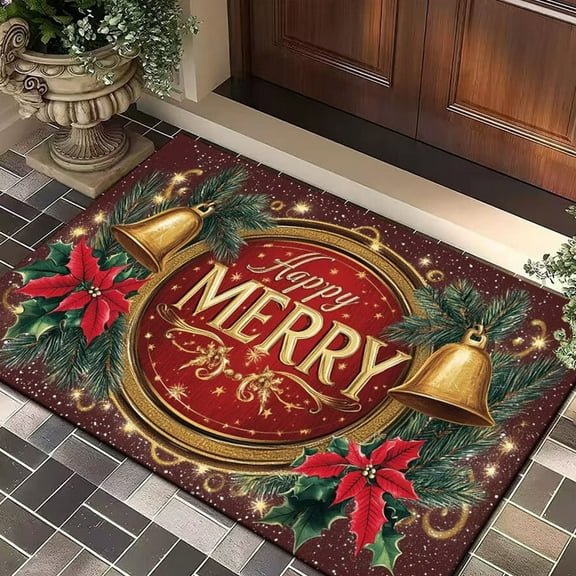 1 PC Merry Christmas Door Mat 15.75x23.62 Inch, Merry Christmas Doormat Outdoor, Welcome Mat Rug for Front Door Decorations Indoor