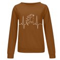 thumbnail image 4 of Mujeres Casual Manga Completa Cuello Redondo Tops Camisas Sueltas Blusa Jersey Estampado Sudadera Pompotops FGAJ18836, 4 of 5