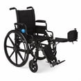 thumbnail image 2 of Silla de ruedas ultraligera Medline Premium con brazos abatibles y reposapiernas elevables para mayor comodidad, color negro, asiento de 40,6 x 40,6 cm, 2 of 5