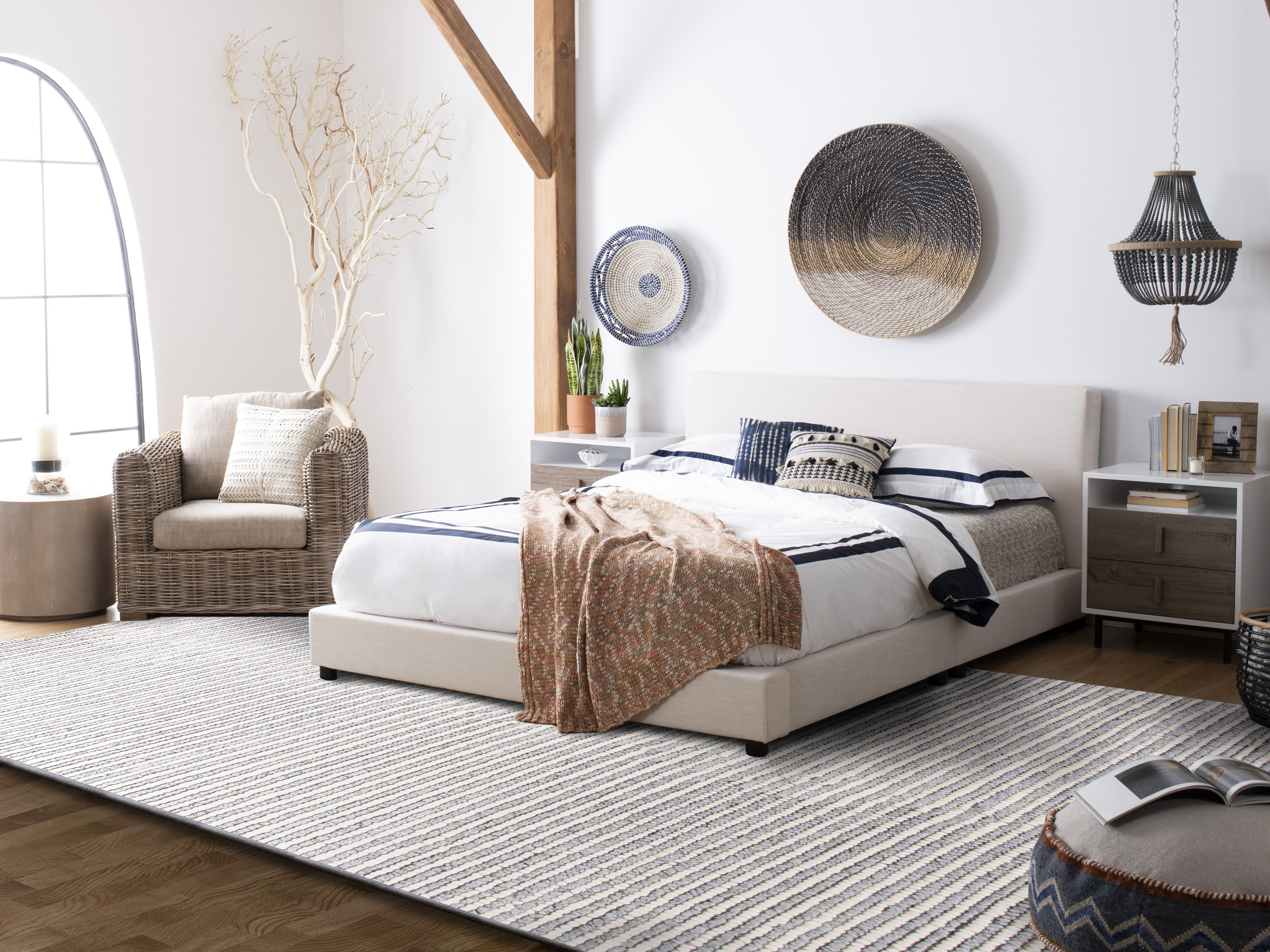 SAFAVIEH Natura Fredrick Striped Area Rug, Ivory/Grey, 8' x 10'