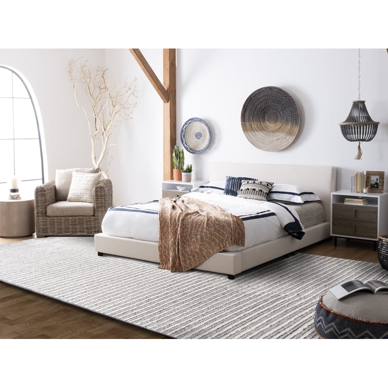 SAFAVIEH Natura Fredrick Striped Area Rug, Ivory/Grey, 11' x 15