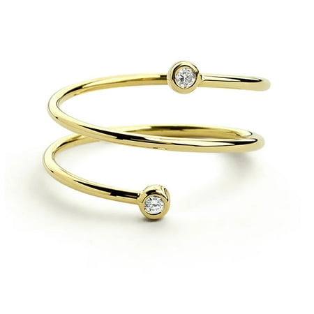 .10 Carat Round Brilliant Real Diamond Spiral Stackable Ring in 10k Yellow Gold