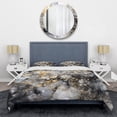 thumbnail image 3 of Designart "Delicate Brushstrokes Grey and Gold II" Abstract Marble Bedding Covert Set - Modern Grey Abstract Bed Set With 1 Sham, 3 of 6